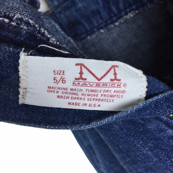 VINTAGE Maverick Denim Bib Overall Dress Pinafore Jumper Retro Western Size 5/6 - Picture 7 of 8